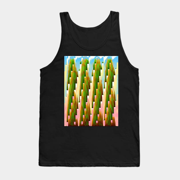 Pineapple Tropical Sunset Glitch Art Tank Top by DankFutura